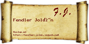Fendler Jolán névjegykártya